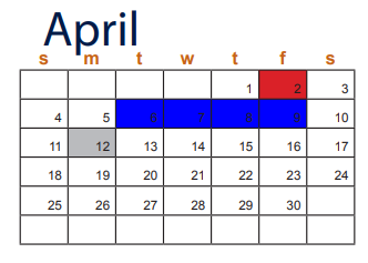 District School Academic Calendar for Pathways Learning Center for April 2021