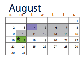 District School Academic Calendar for Career And Technology Education (c for August 2020