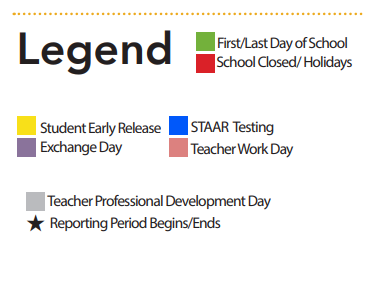 District School Academic Calendar Legend for Clear Creek Elementary