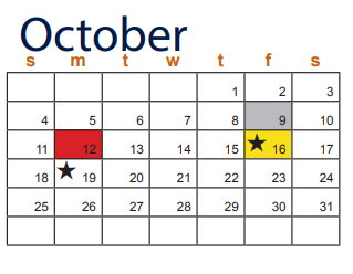 District School Academic Calendar for West Ward Elementary for October 2020