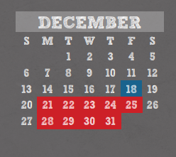 District School Academic Calendar for Klein Annex for December 2020