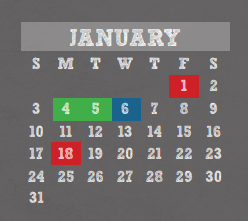 District School Academic Calendar for Kuehnle El for January 2021