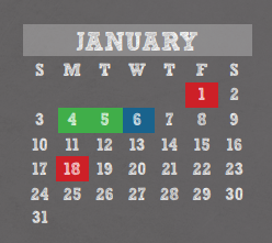 District School Academic Calendar for Wunderlich Intermediate for January 2021