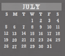 District School Academic Calendar for Haude Elementary for July 2020