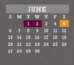 District School Academic Calendar for Wunderlich Intermediate for June 2021