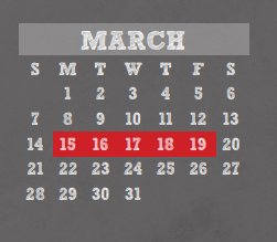 District School Academic Calendar for Wunderlich Intermediate for March 2021