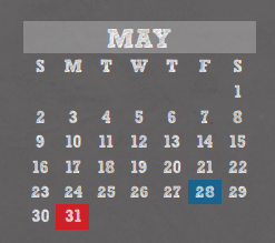 District School Academic Calendar for Kuehnle El for May 2021