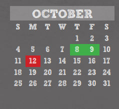 District School Academic Calendar for Wunderlich Intermediate for October 2020