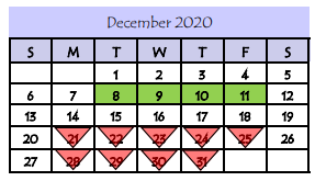 District School Academic Calendar for Diaz-Villarreal Elementary School for December 2020