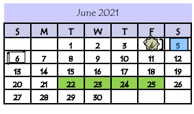 District School Academic Calendar for Cesar Chavez Middle School for June 2021