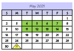 District School Academic Calendar for E B Reyna Elementary for May 2021