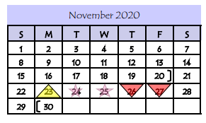 District School Academic Calendar for E B Reyna Elementary for November 2020