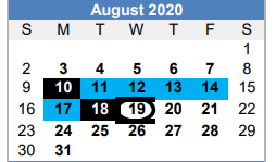 District School Academic Calendar for La Vernia Primary for August 2020