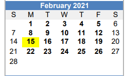 District School Academic Calendar for Floresville Alternative for February 2021