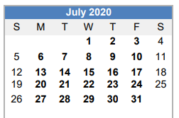 District School Academic Calendar for Floresville Alternative for July 2020
