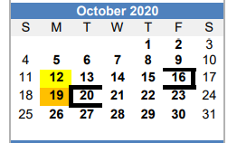 District School Academic Calendar for Floresville Alternative for October 2020
