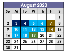 District School Academic Calendar for Tarrant Co Juvenile Justice Ctr for August 2020