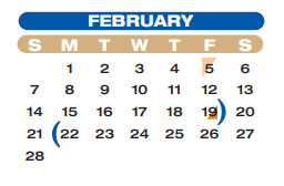 District School Academic Calendar for Juvenile Detent Ctr for February 2021