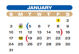 District School Academic Calendar for Alternative Learning Center for January 2021