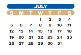 District School Academic Calendar for Briscoe Junior High for July 2020