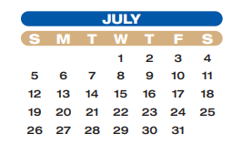 District School Academic Calendar for Travis Elementary for July 2020