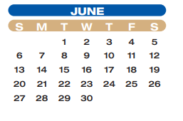 District School Academic Calendar for Lamar Junior High for June 2021