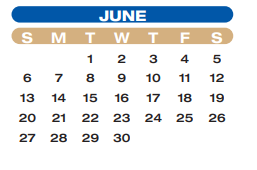 District School Academic Calendar for Bowie Elementary for June 2021