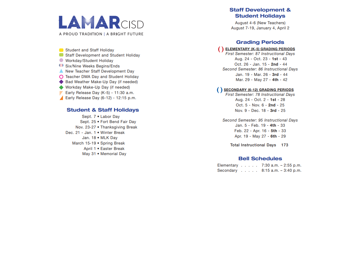 District School Academic Calendar Key for Jackson Elementary