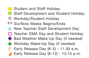District School Academic Calendar Legend for Travis Elementary