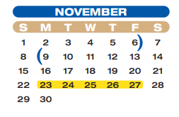 District School Academic Calendar for Alternative Learning Center for November 2020