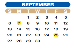 District School Academic Calendar for Travis Elementary for September 2020