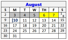 District School Academic Calendar for Lampasas H S for August 2020