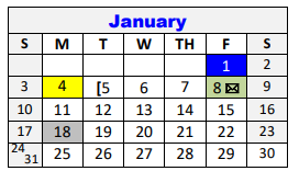 District School Academic Calendar for Lampasas Middle for January 2021