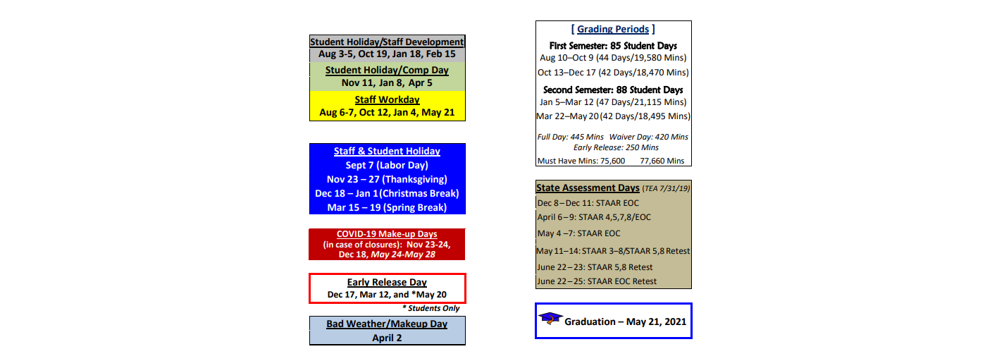 District School Academic Calendar Key for Lampasas Middle