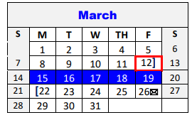 District School Academic Calendar for Lampasas Middle for March 2021