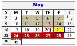 District School Academic Calendar for Lampasas Middle for May 2021