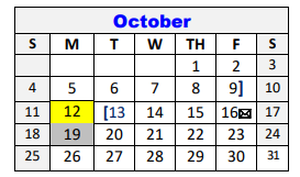District School Academic Calendar for Lampasas H S for October 2020