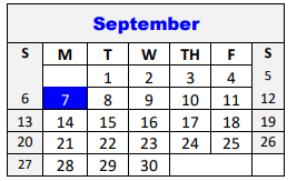 District School Academic Calendar for Lampasas Middle for September 2020