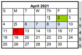 District School Academic Calendar for Running Brushy Middle School for April 2021