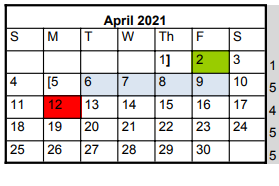 District School Academic Calendar for Knox Wiley Middle School for April 2021