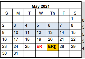District School Academic Calendar for Cypress Elementary School for May 2021