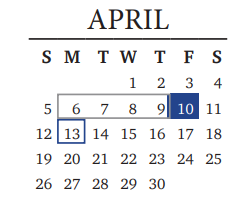 District School Academic Calendar for Leander Middle School for April 2021