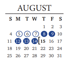 District School Academic Calendar for Leander Middle School for August 2020
