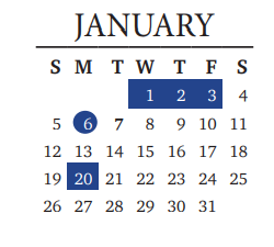 District School Academic Calendar for Leander Middle School for January 2021