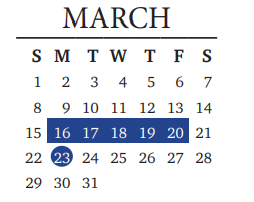 District School Academic Calendar for Leander Middle School for March 2021