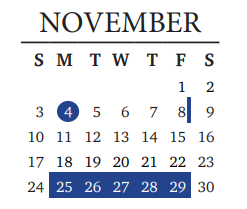 District School Academic Calendar for Leander Middle School for November 2020