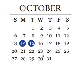 District School Academic Calendar for Leander Middle School for October 2020