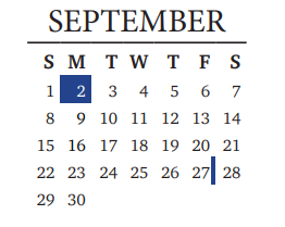 District School Academic Calendar for Leander Middle School for September 2020