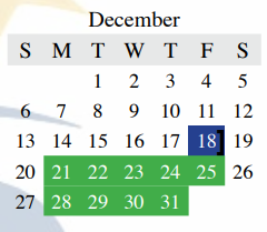 District School Academic Calendar for Peters Colony Elementary for December 2020