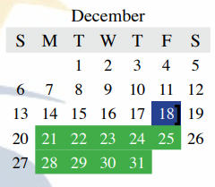 District School Academic Calendar for Timber Creek Elementary for December 2020